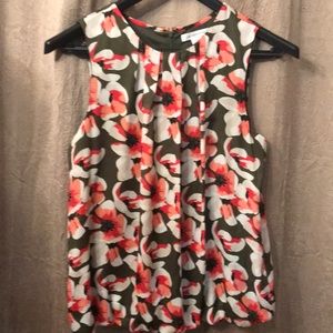 Liz Claiborne Blouse L Pink and Olive Floral